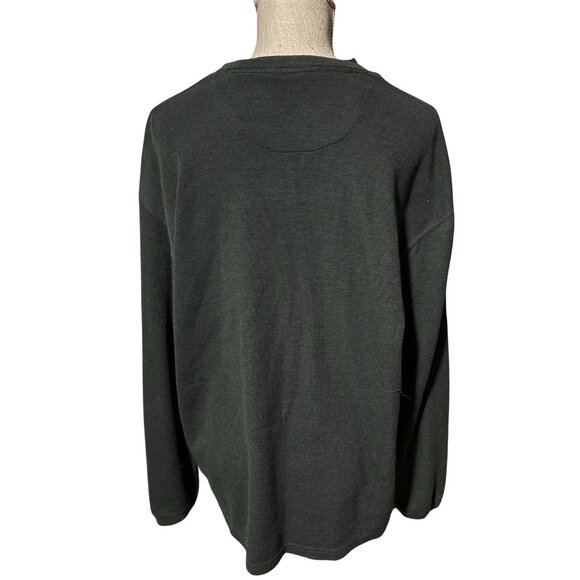 Saddlebred Men’s Long Sleeve Henley Shirt Size L – Dark Green Cotton Blend - Picture 2 of 4